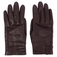 Guanti HERMES in pelle marrone scuro H LOGO STITCHING 6,5