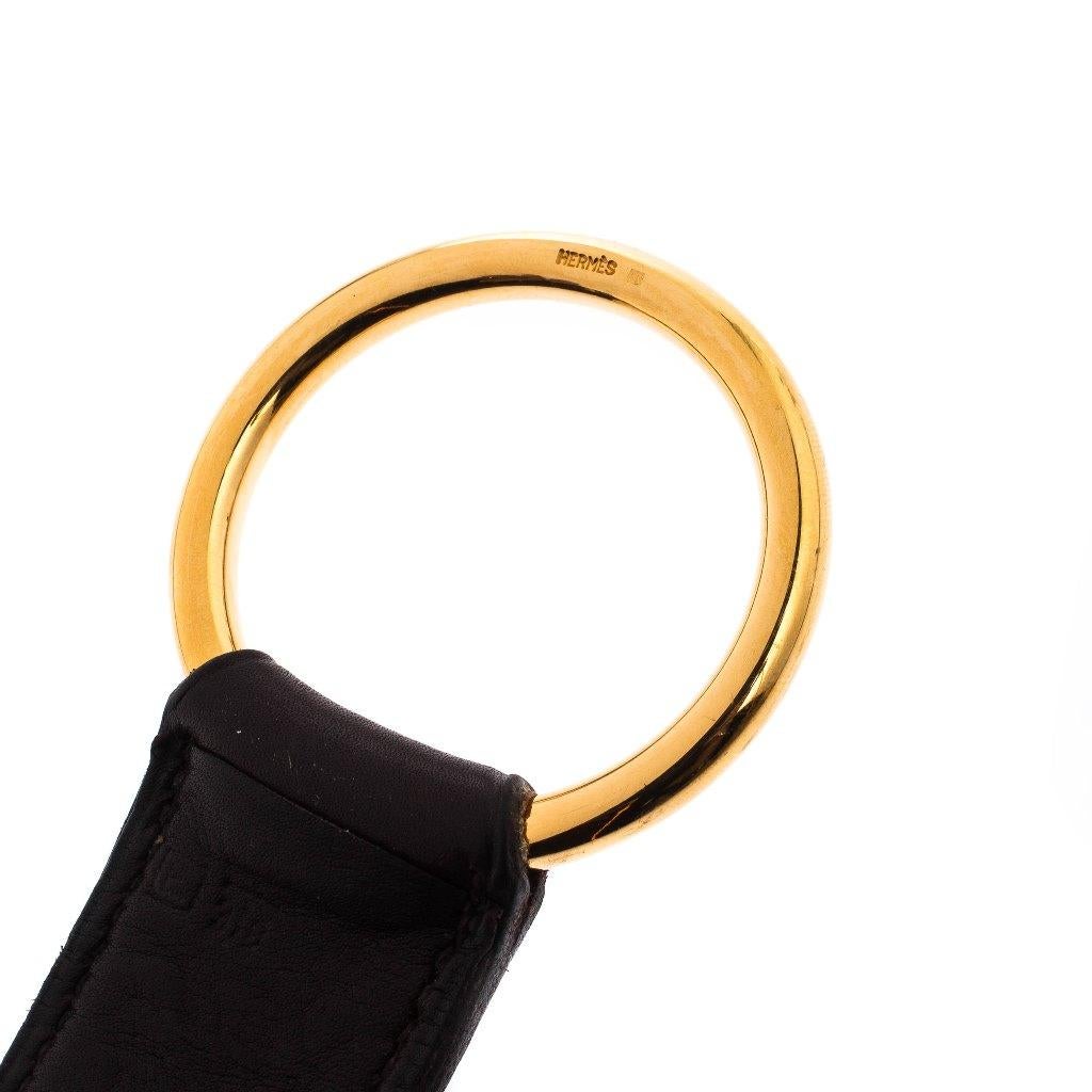 Hermes Dark Brown Leather O Ring Buckle Belt 115cm In Good Condition In Dubai, Al Qouz 2