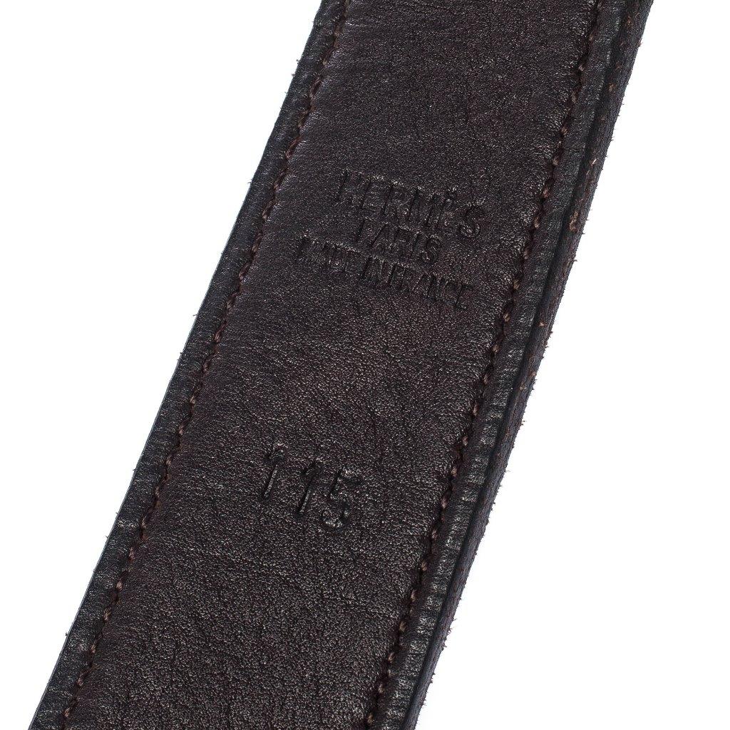 Women's Hermes Dark Brown Leather O Ring Buckle Belt 115cm