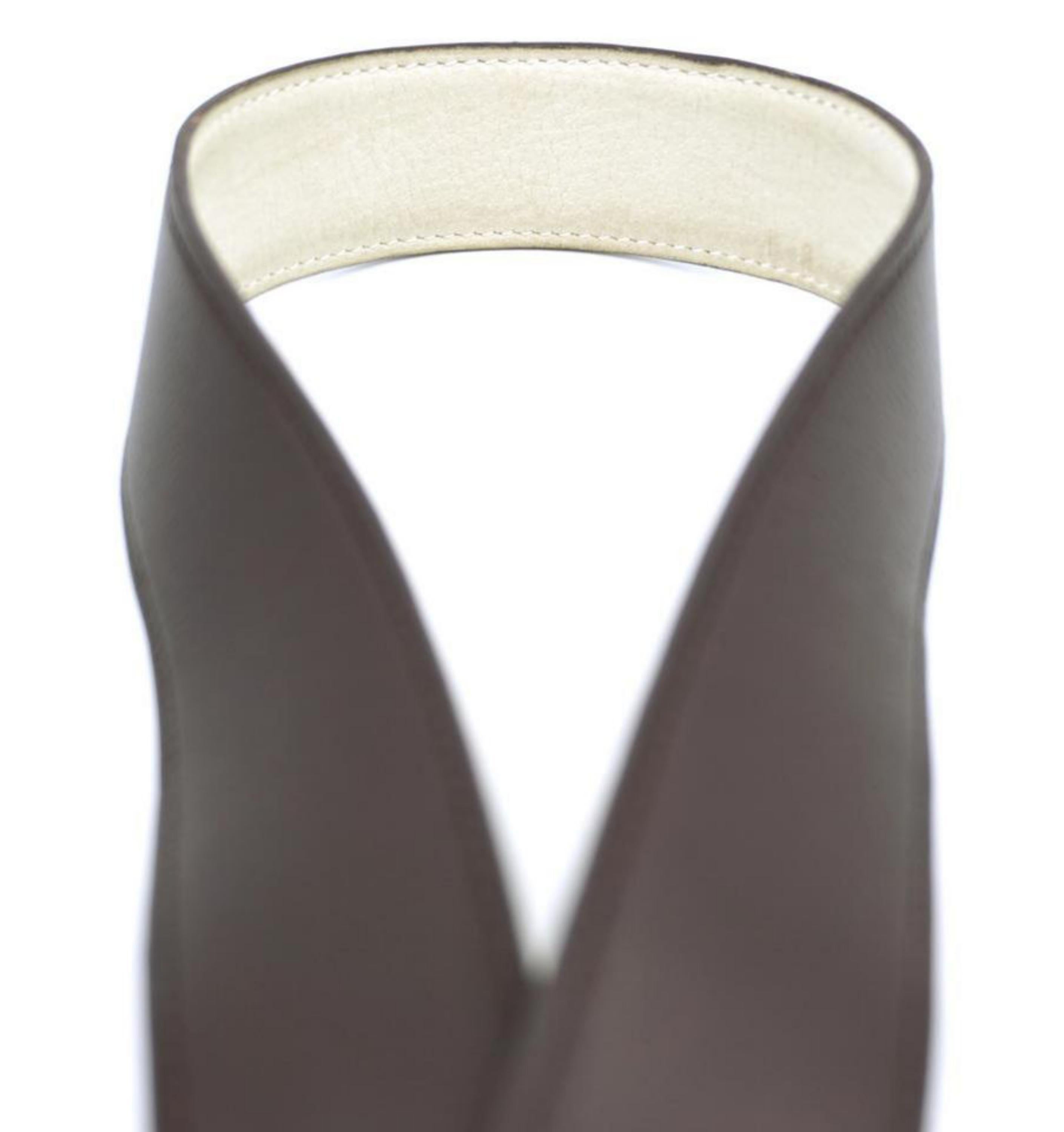 Hermès Dark Brown Lucky Outline Shadow Reversible H Logo Kit 867956 Belt For Sale 1