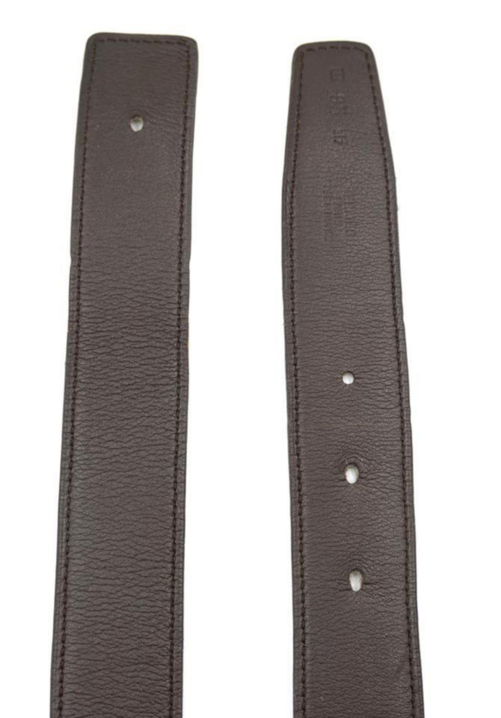 Hermès Dark Brown Lucky Outline Shadow Reversible H Logo Kit 867956 Belt For Sale 2