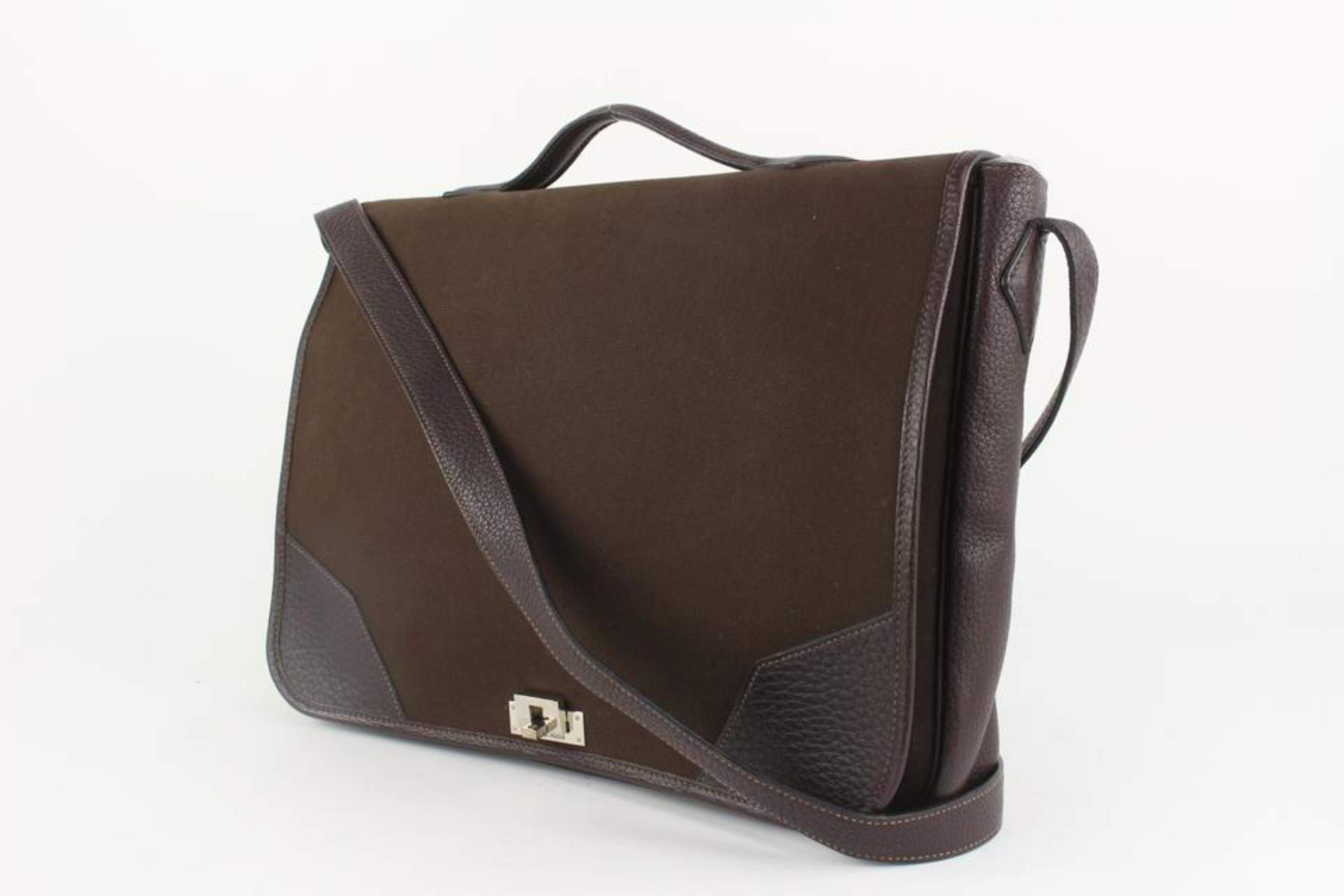 Hermès Dark Brown Victoria Messenger Top Handle Bag 1112h51 For Sale 7