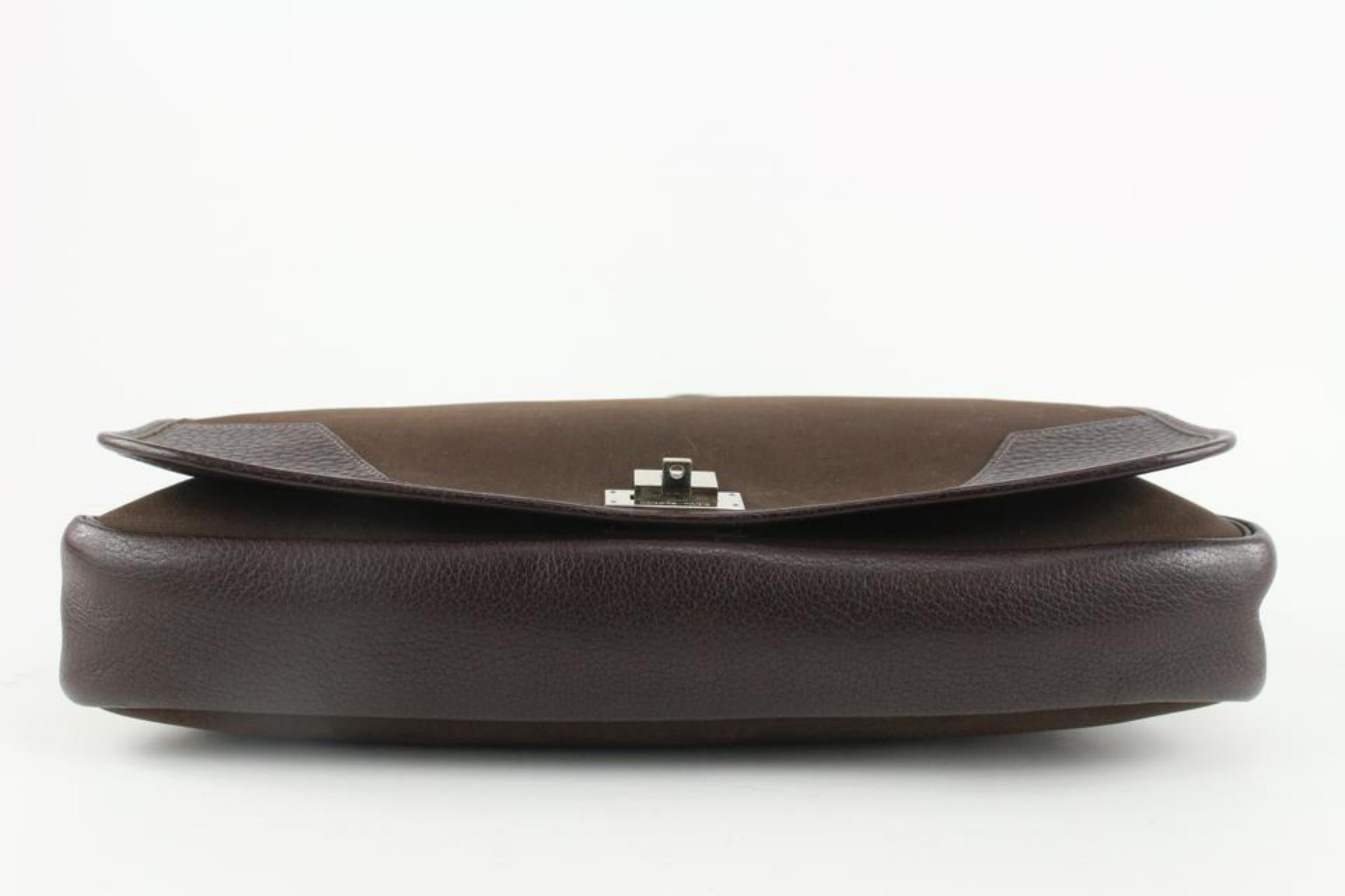 Hermès Dark Brown Victoria Messenger Top Handle Bag 1112h51 For Sale 1