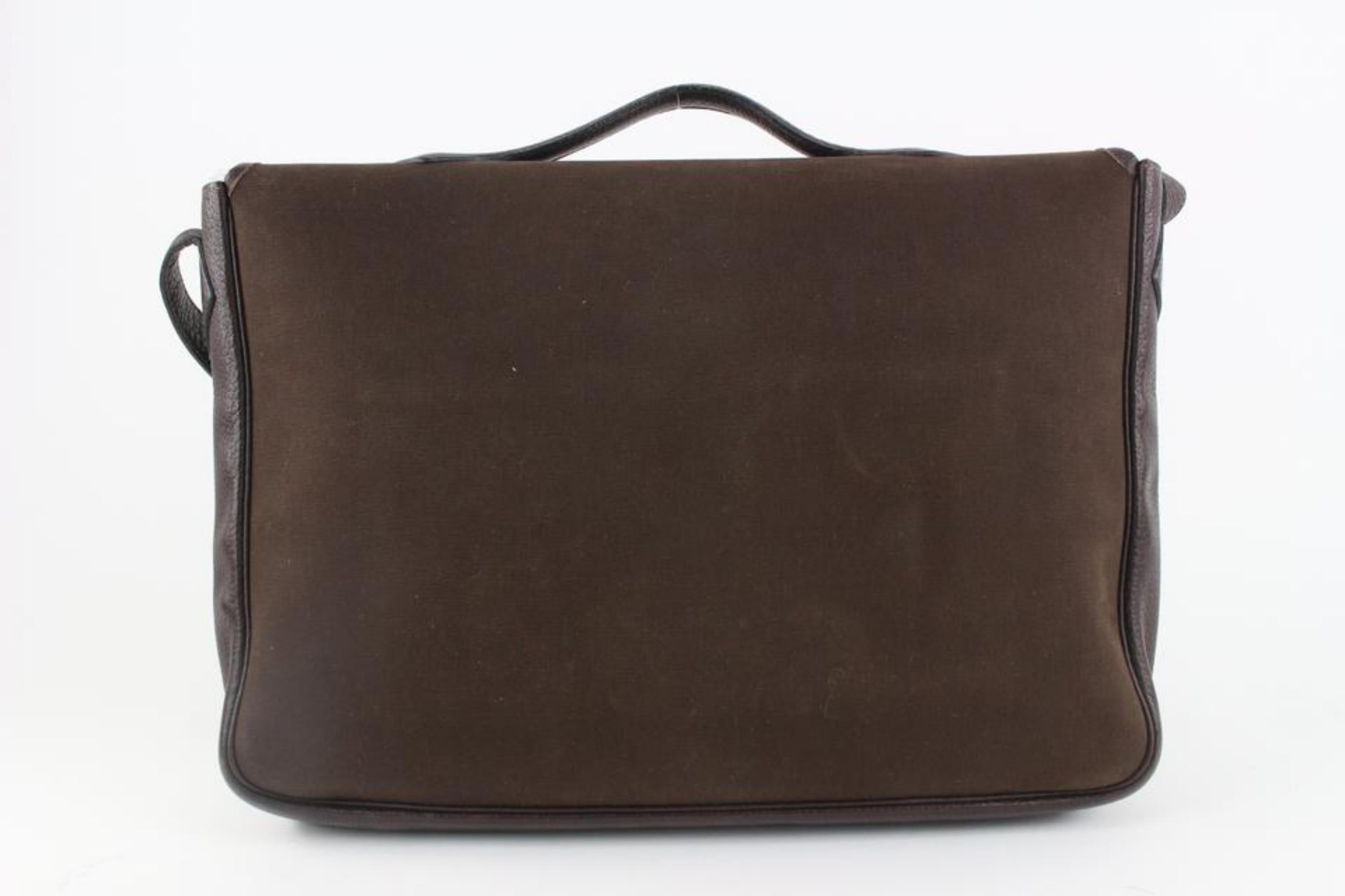 Hermès Dark Brown Victoria Messenger Top Handle Bag 1112h51 For Sale 2