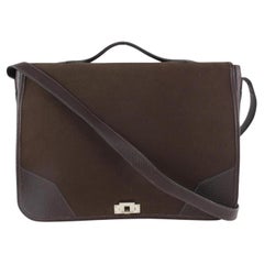 Used Hermès Dark Brown Victoria Messenger Top Handle Bag 1112h51