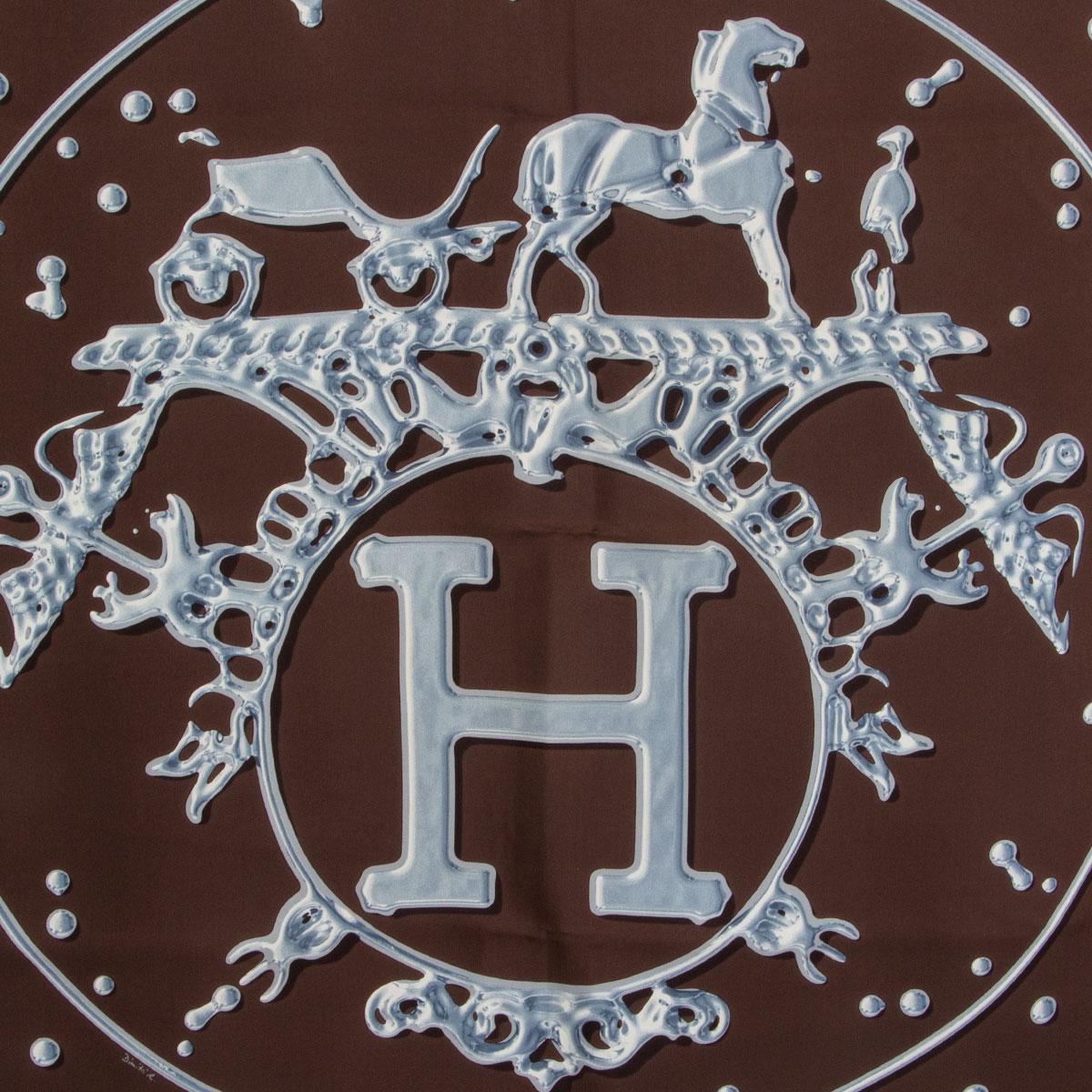 100% authentic Hermes 'Vif Argent 90' scarf by Dimitri Rybaltchenk in dark brown silk twill (100%) with details in silver. Has been worn and is in excellent condition.

Width	90cm (35.1in)
Height	90cm (35.1in)

All our listings include only the