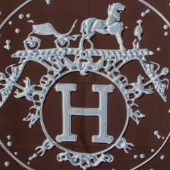 Hermes dark brown VIF ARGENT 90 silk twill Scarf