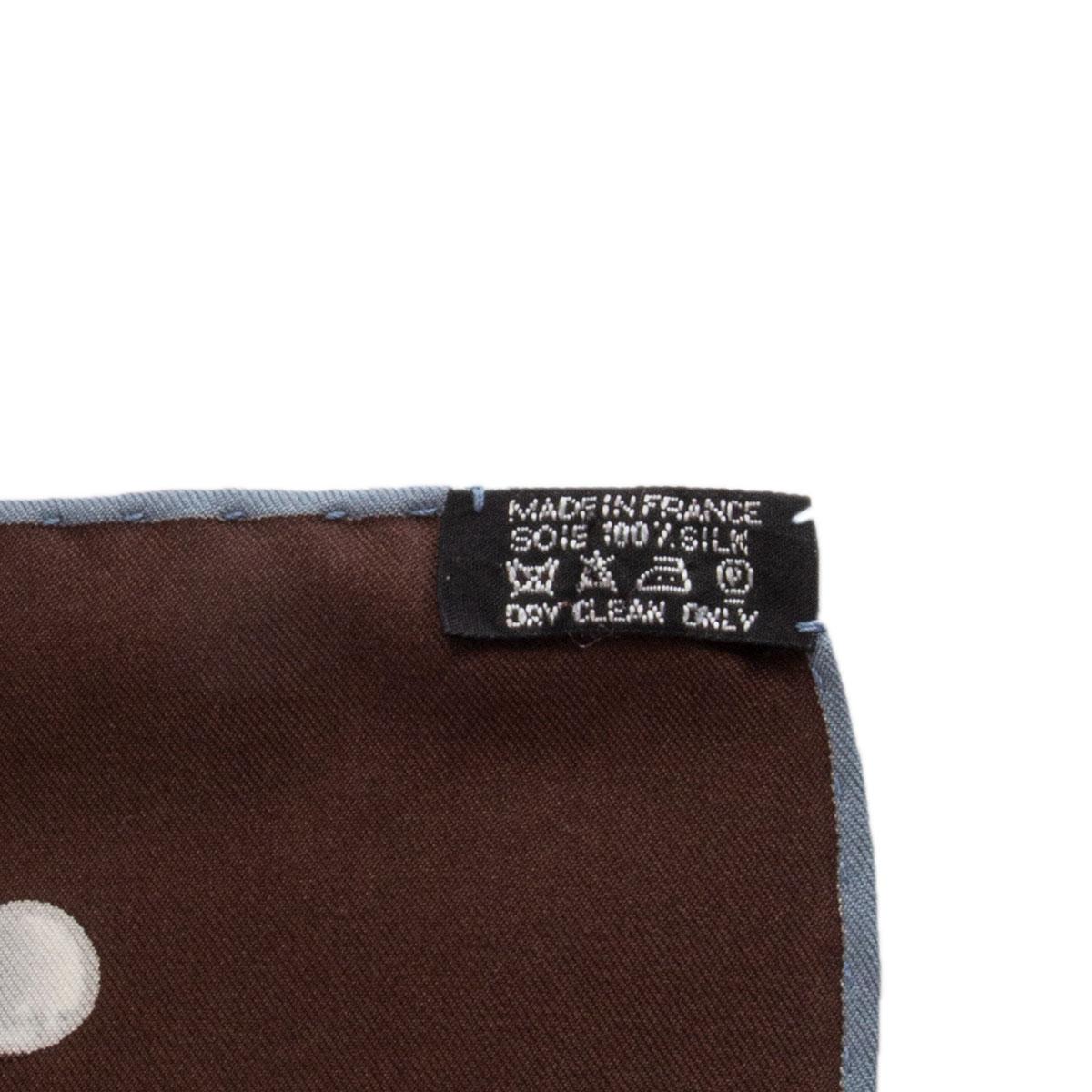 Women's or Men's Hermes dark brown VIF ARGENT 90 silk twill Scarf