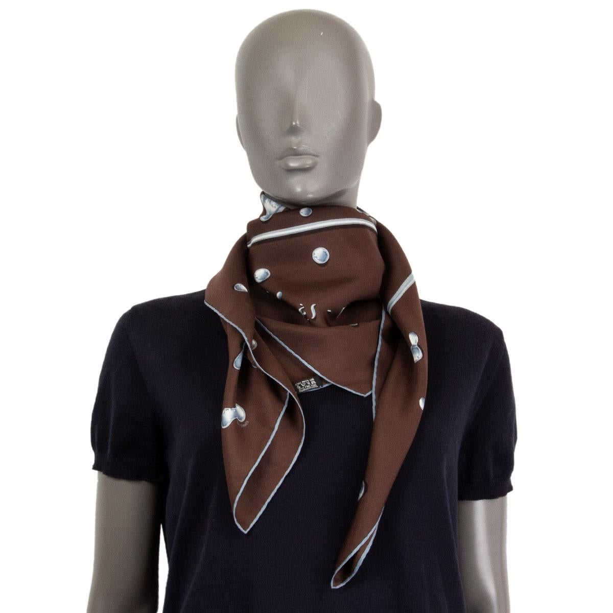 Hermes dark brown VIF ARGENT 90 silk twill Scarf 1