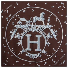 Sciarpa VIF ARGENT 90 in twill di seta marrone scuro di Hermes