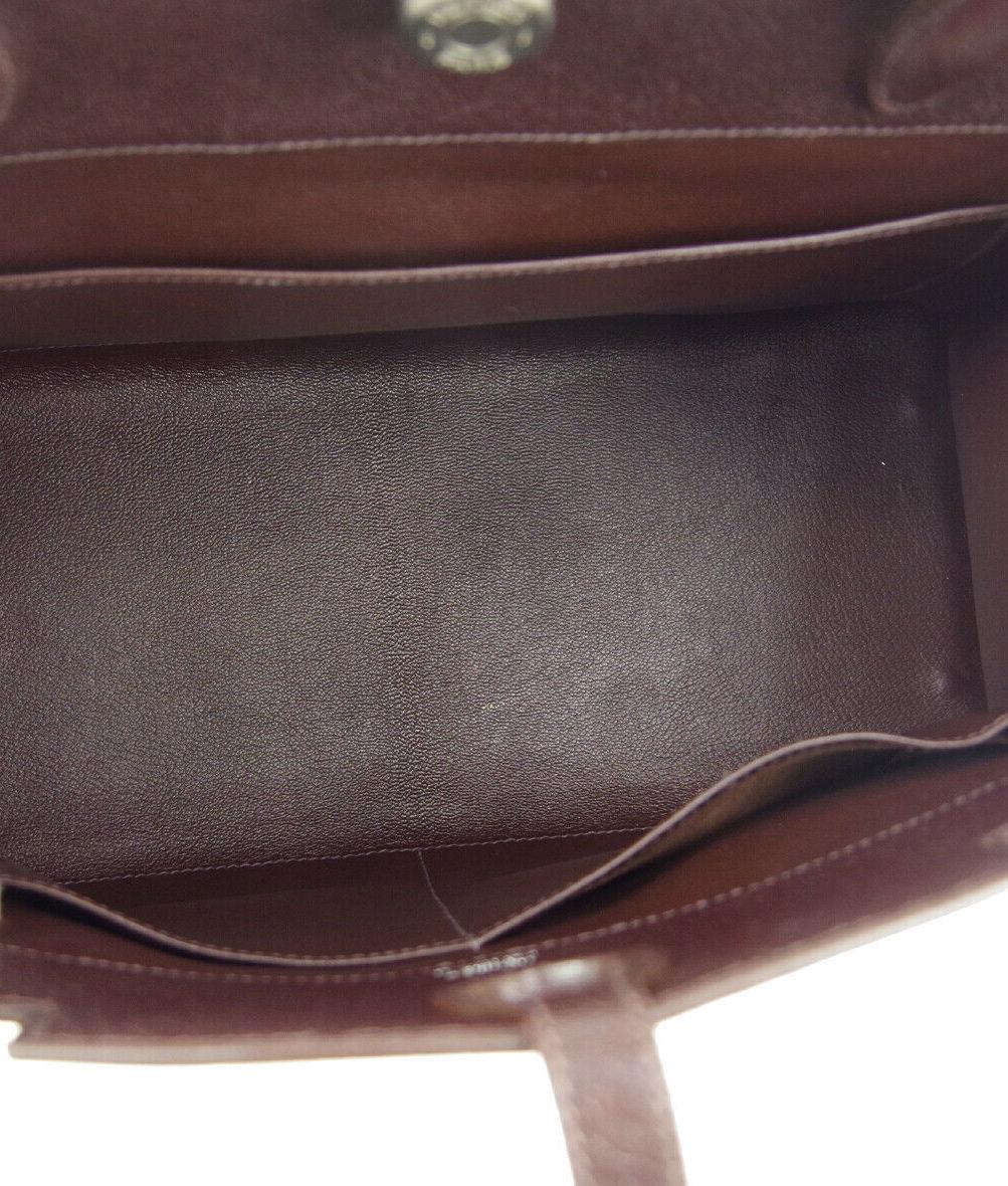 Hermes Dark Chocolate Brown Leather Top Handle Satchel Carryall Tote Bag In Good Condition In Chicago, IL