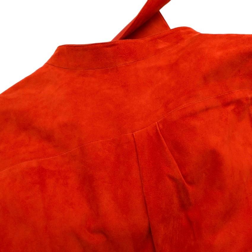 Hermes Dark Coral Vintage Suede Button Up Shirt Jacket For Sale 4