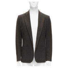HERMES dark green 100% wool 3 pockets staand collar blazer jacket FR48 M