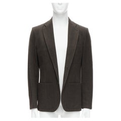HERMES giacca blazer verde scuro 100% lana con 3 tasche e colletto a stella FR48 M