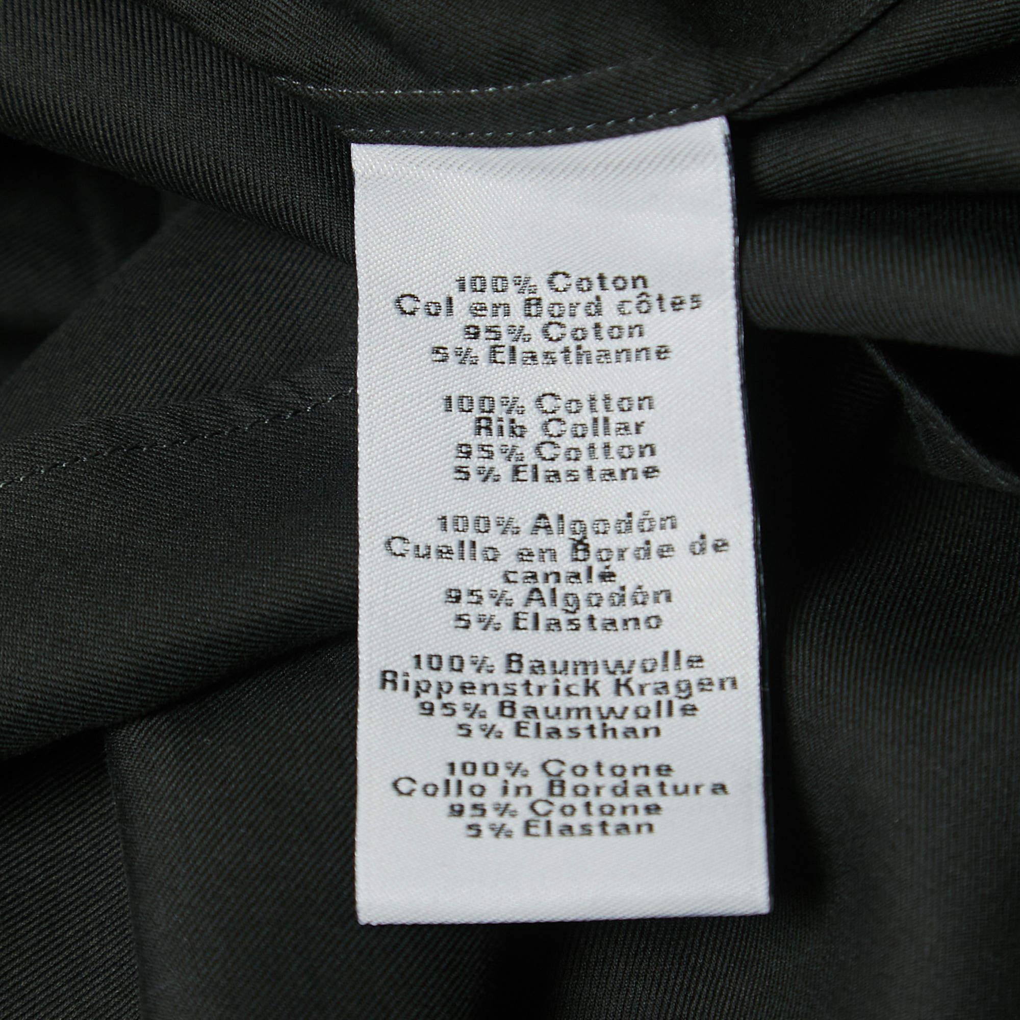 Hermes Dark Green Cotton Zip-up Long Sleeve Shirt XL 1