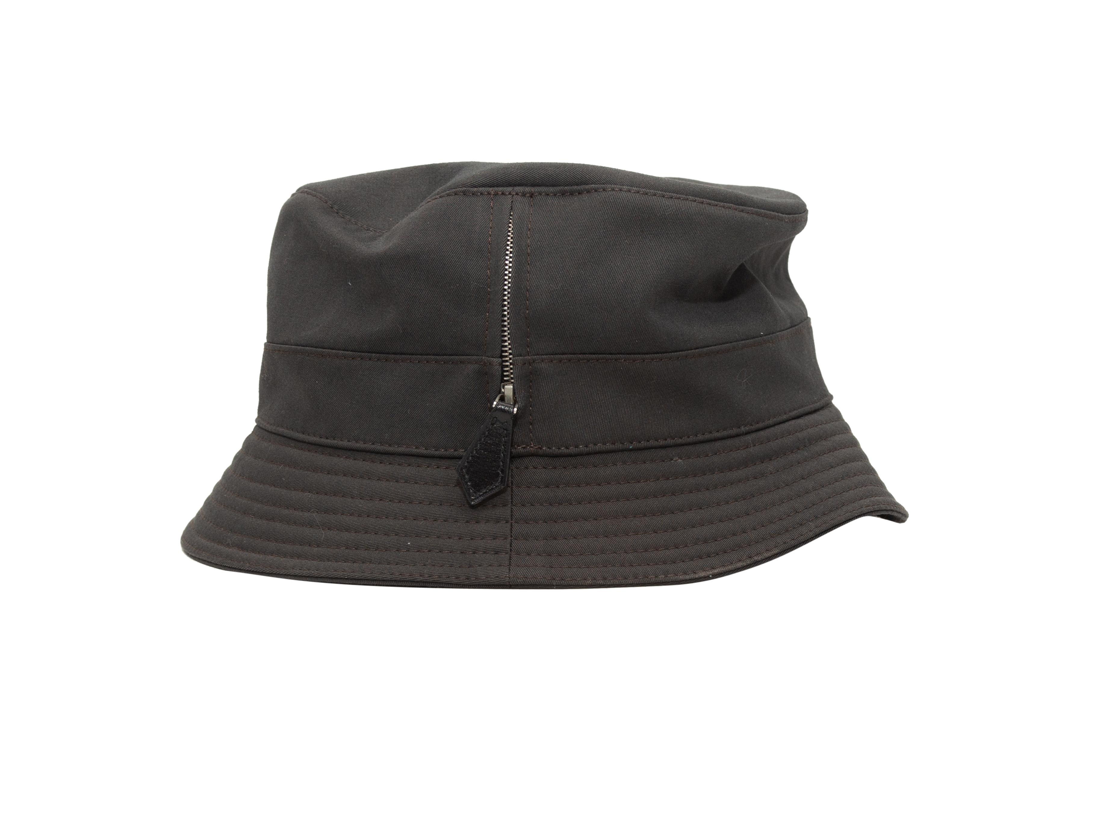 Product details: Dark grey pocket bucket hat by Hermes. Designer size 56. 3