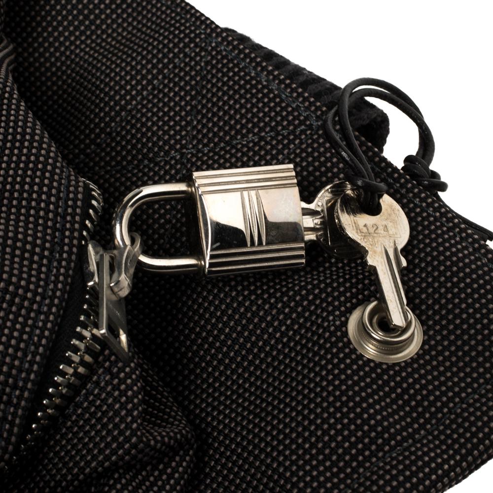 Hermes Dark Grey Canvas Herline PM Travel Backpack 4