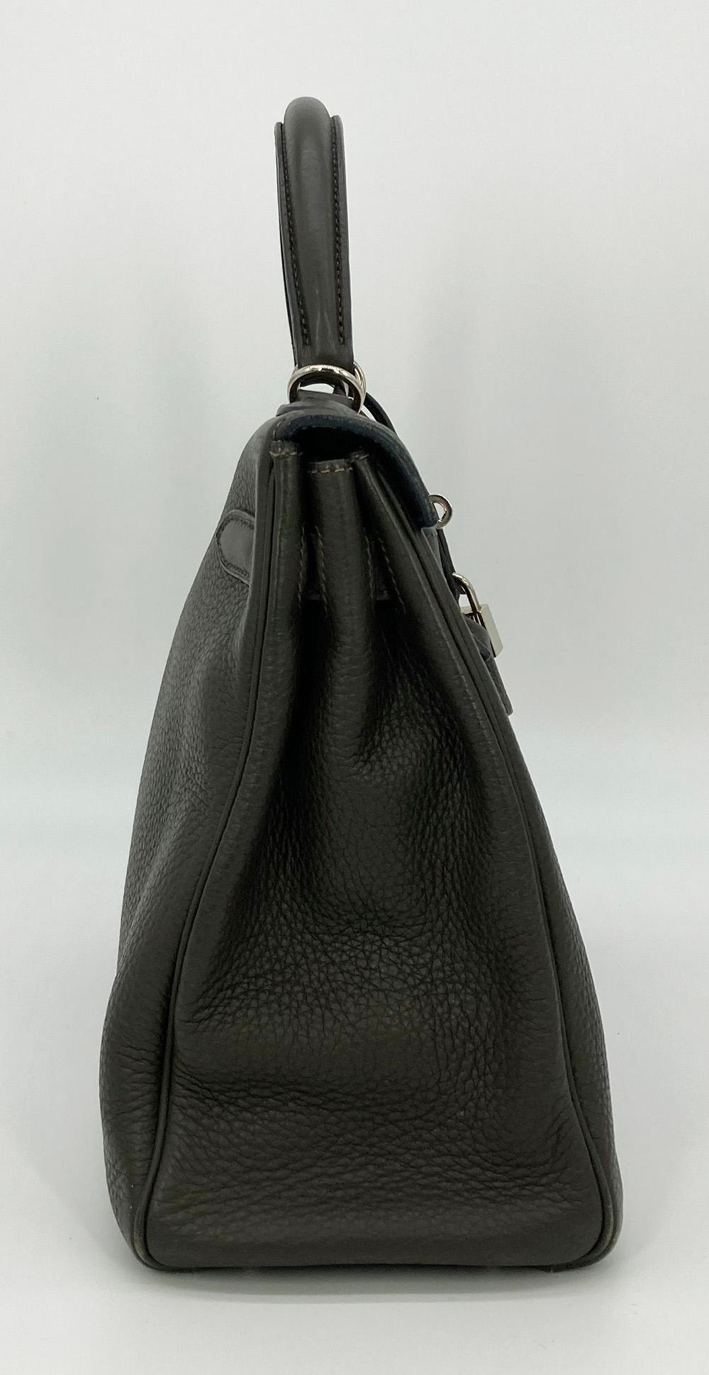 Hermes Dark Grey Clemence Kelly Retourne 32 PDH In Excellent Condition In Philadelphia, PA