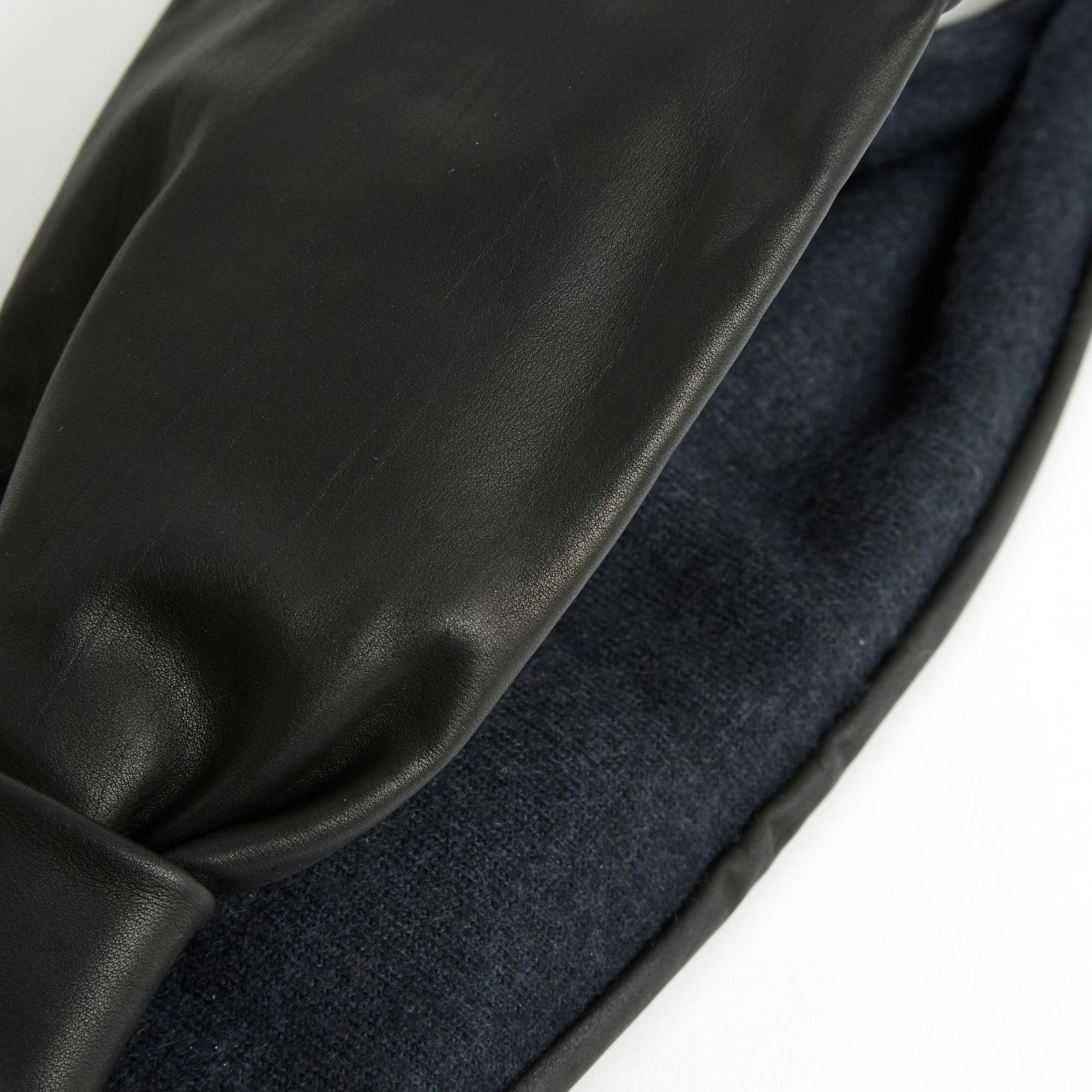  Hermès Dark grey Leather Headband Earmuffs Pristine in box For Sale 1