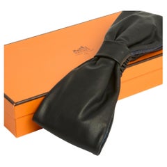 Vintage  Hermès Dark grey Leather Headband Earmuffs Pristine in box