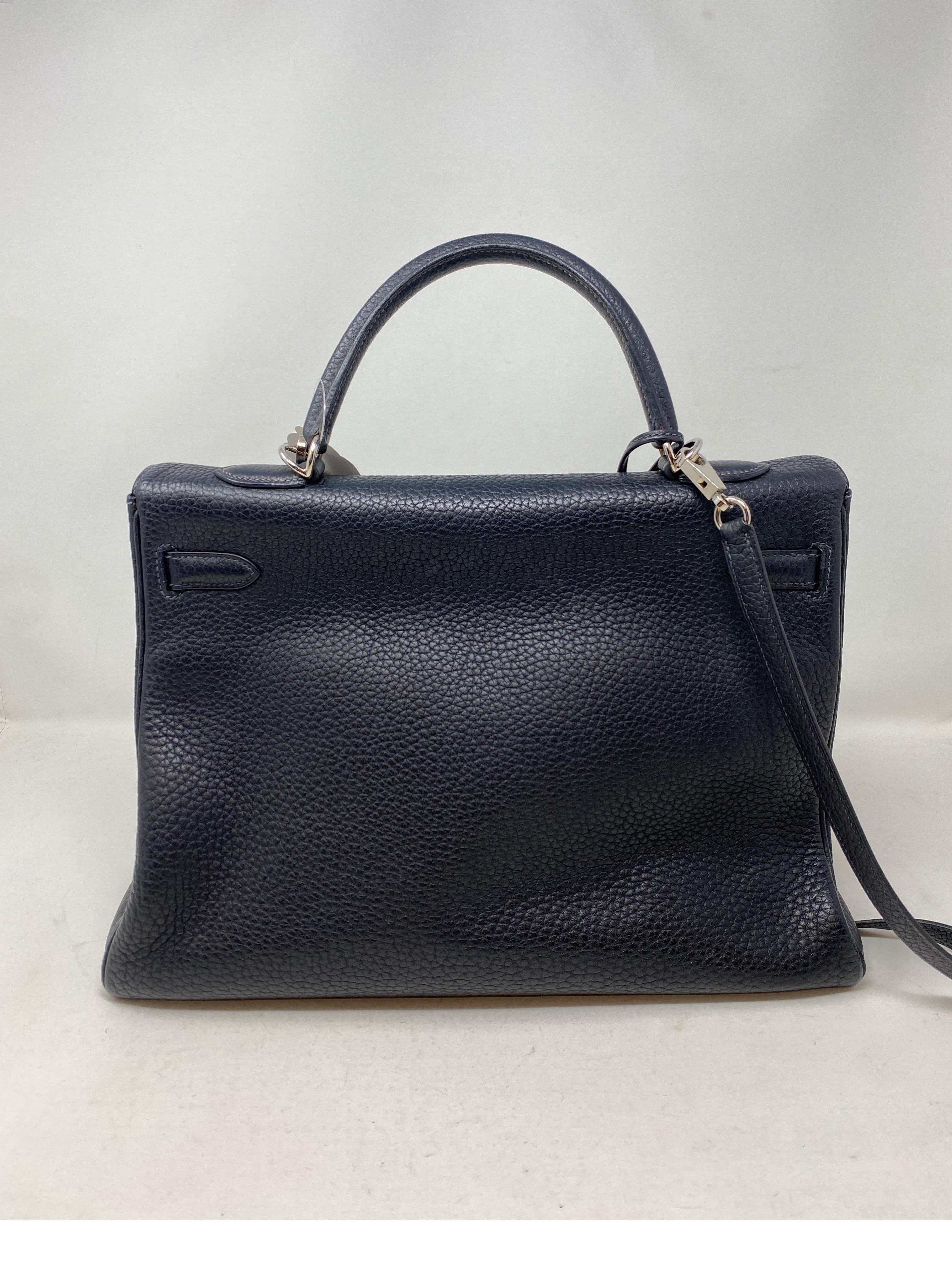 Bolso Hermes Kelly 35 azul marino oscuro Negro