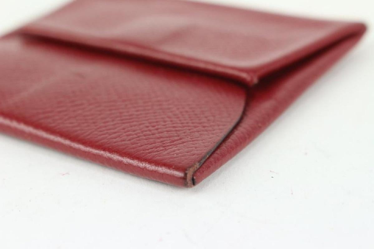 Hermès Dark Red Chevre Leather Bastia Fold Coin Pouch Change Wallet 186her712 For Sale 2