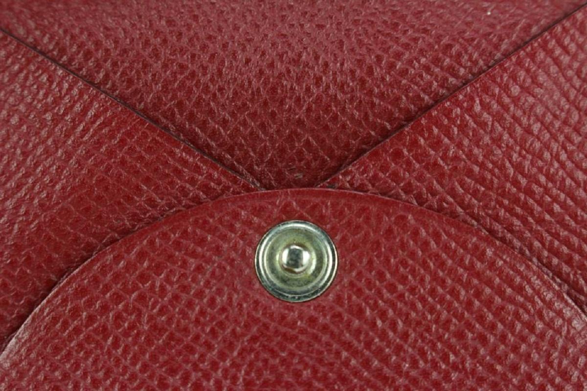 Hermès Dark Red Chevre Leather Bastia Fold Coin Pouch Change Wallet 186her712 For Sale 4