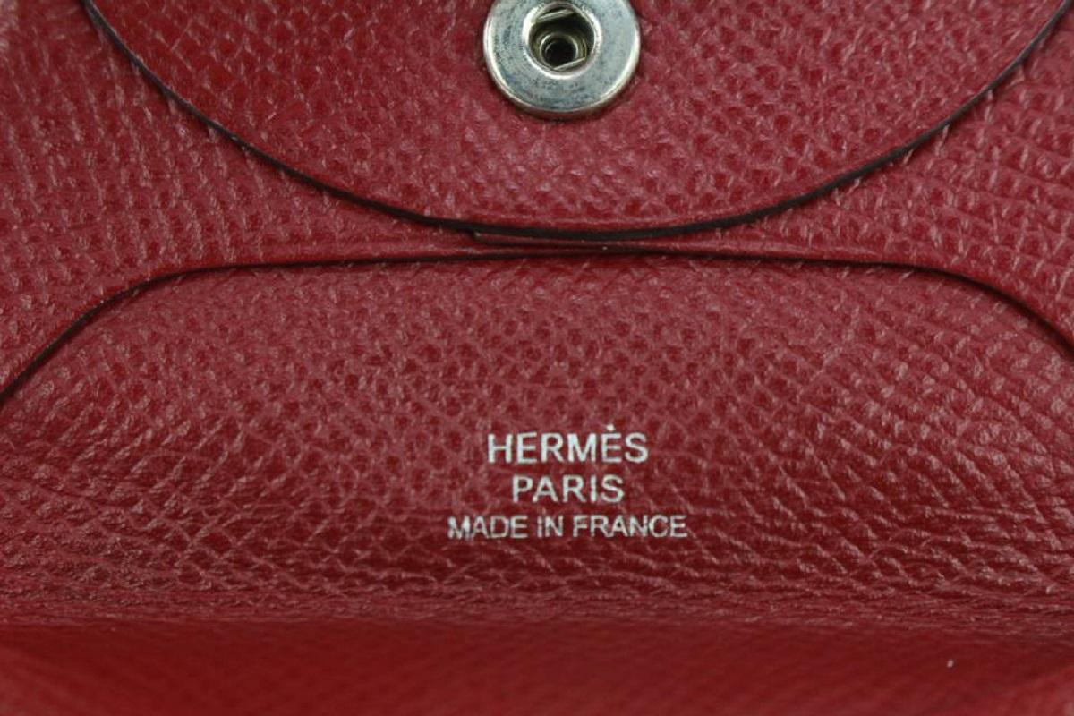 Hermès dunkelrot Chevre Leder Bastia Fold Münzbeutel ändern Brieftasche 186her712 (Braun) im Angebot