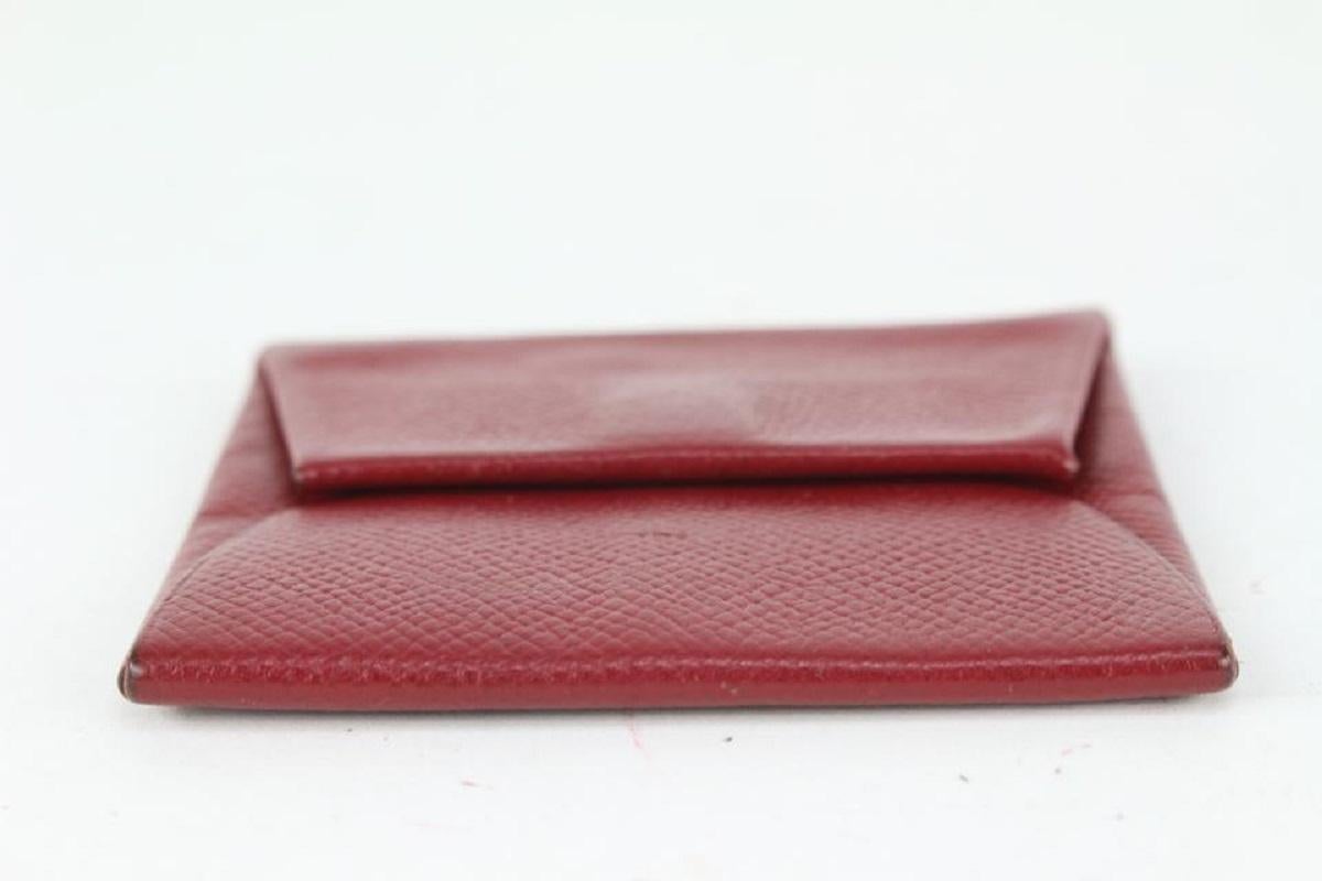 Brown Hermès Dark Red Chevre Leather Bastia Fold Coin Pouch Change Wallet 186her712 For Sale