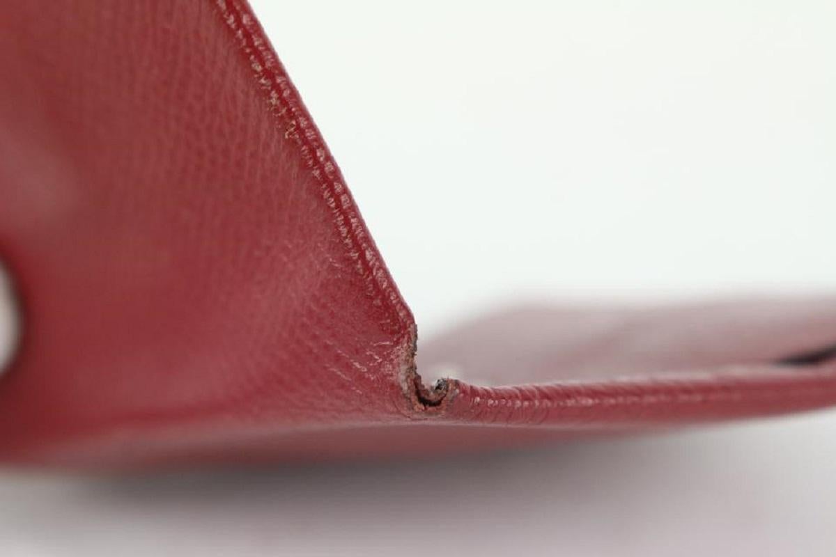 Hermès Dark Red Chevre Leather Bastia Fold Coin Pouch Change Wallet 186her712 In Good Condition For Sale In Dix hills, NY