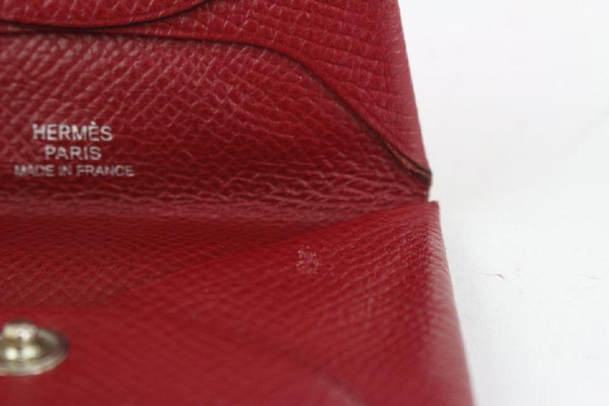 Hermès dunkelrot Chevre Leder Bastia Fold Münzbeutel ändern Brieftasche 186her712 im Angebot 4