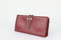Hermès Dark Red Chevre Leather Long Bifold Bearn Wallet 180her712