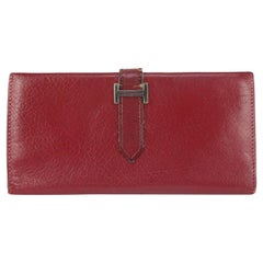 Hermès Dark Red Chevre Leather Long Bifold Bearn Wallet 180her712