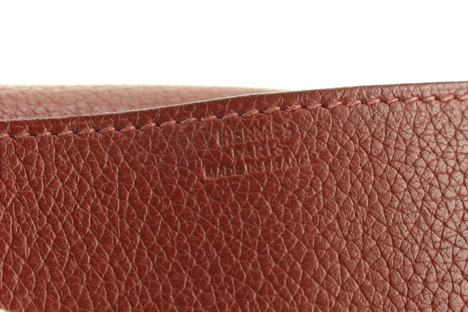 Hermes Dark Red Leather H Evelyne Snap Pouch 1H0512C 6
