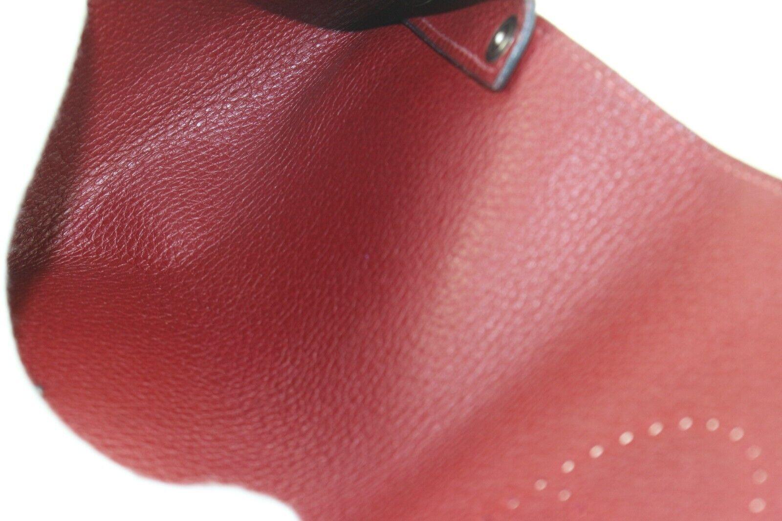 Hermes Dark Red Leather H Evelyne Snap Pouch 1H0512C 7