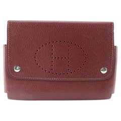 Hermes Dark Red Leather H Evelyne Snap Pouch 1H0512C