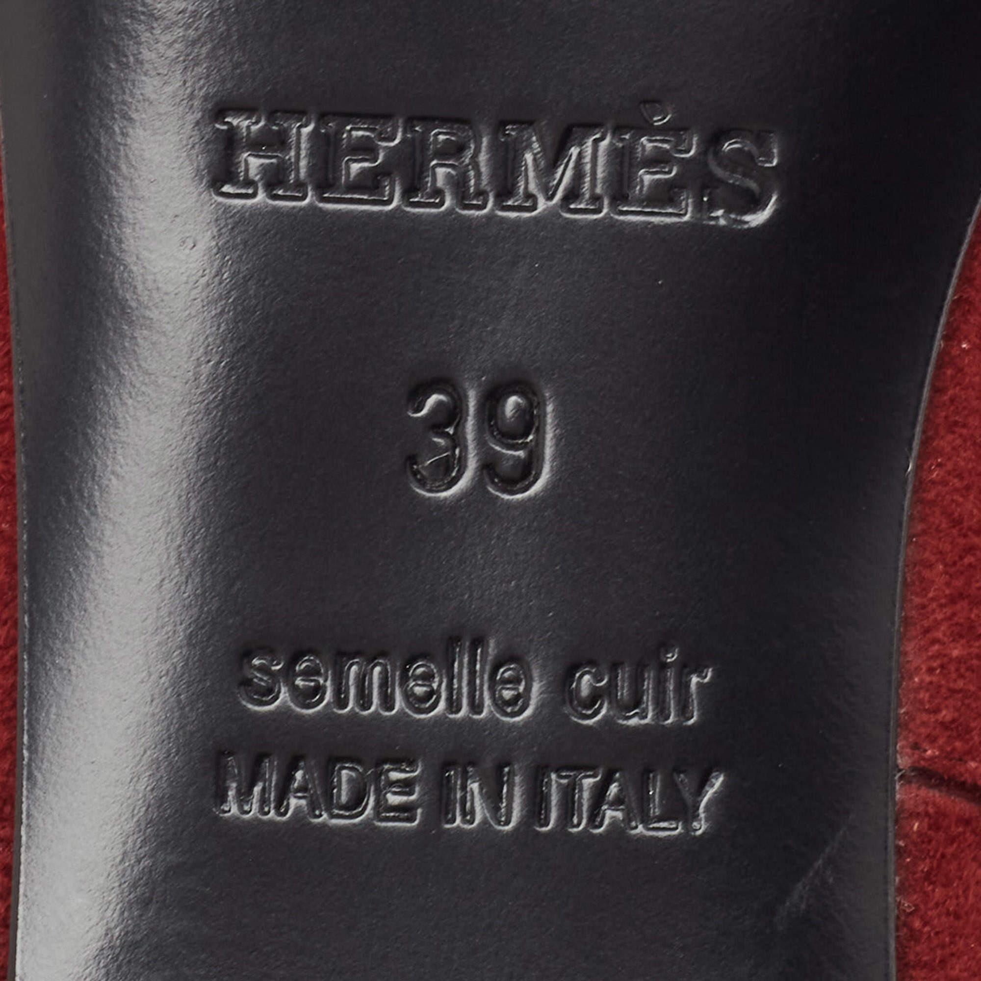 Hermès Dunkelrot Wildleder Stiefel Stiefel Größe 39 im Angebot 4