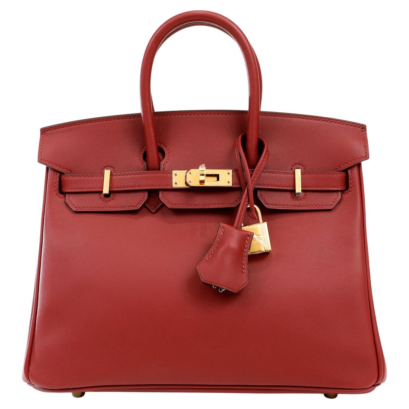 Hermès Dark Red Swift Leather 25 cm Birkin Bag with Gold Hardware For Sale