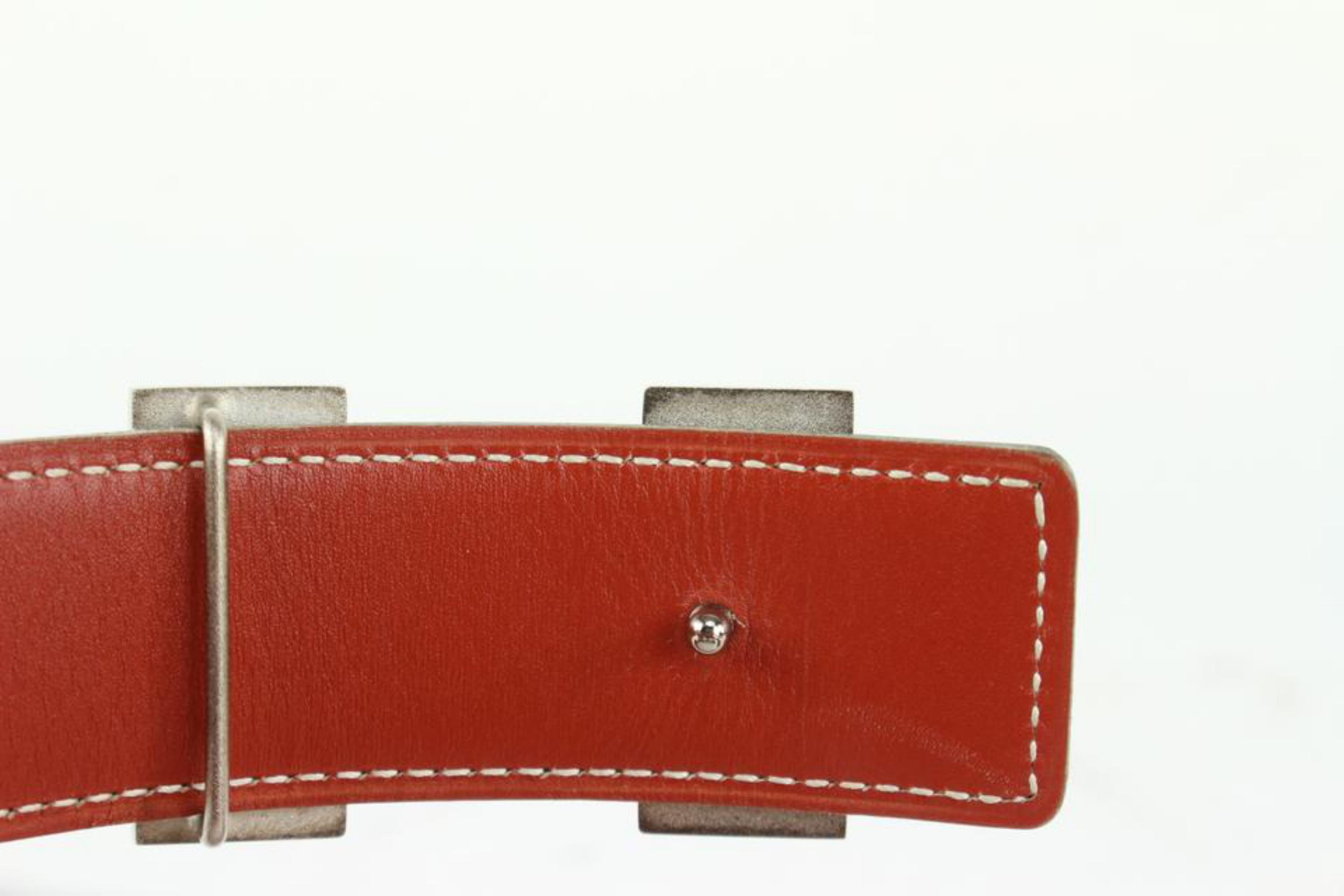 Hermès Dark Red x Black 32mm Reversible H Logo Belt Kit Silver101h17 In Good Condition For Sale In Dix hills, NY