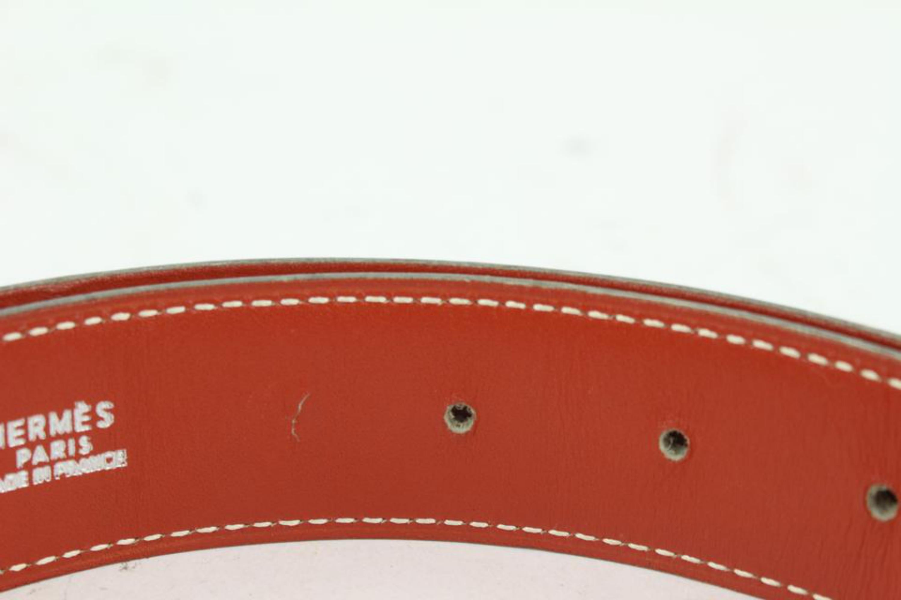 Hermès Dark Red x Black 32mm Reversible H Logo Belt Kit Silver101h17 For Sale 1