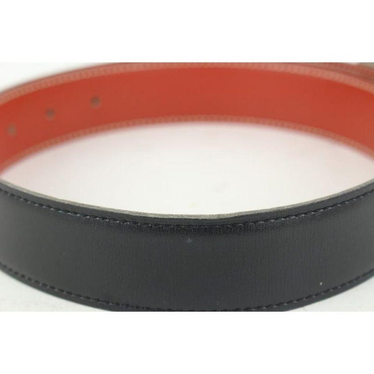 Hermès Dark Red x Black 32mm Reversible H Logo Belt Kit Silver101h17 For Sale 5
