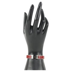 Hermès Dark Red x Silver Clic Clac H Logo Bracelet 929her90