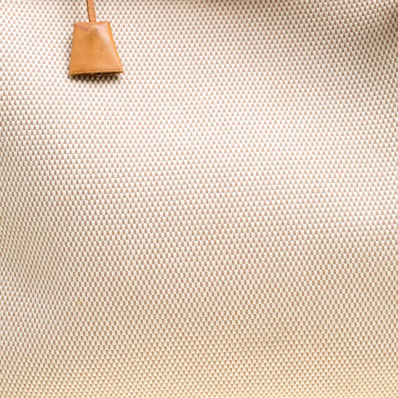 Hermes Dark Tan/Beige Leather and Canvas Herbag Zip 39 Bag 1
