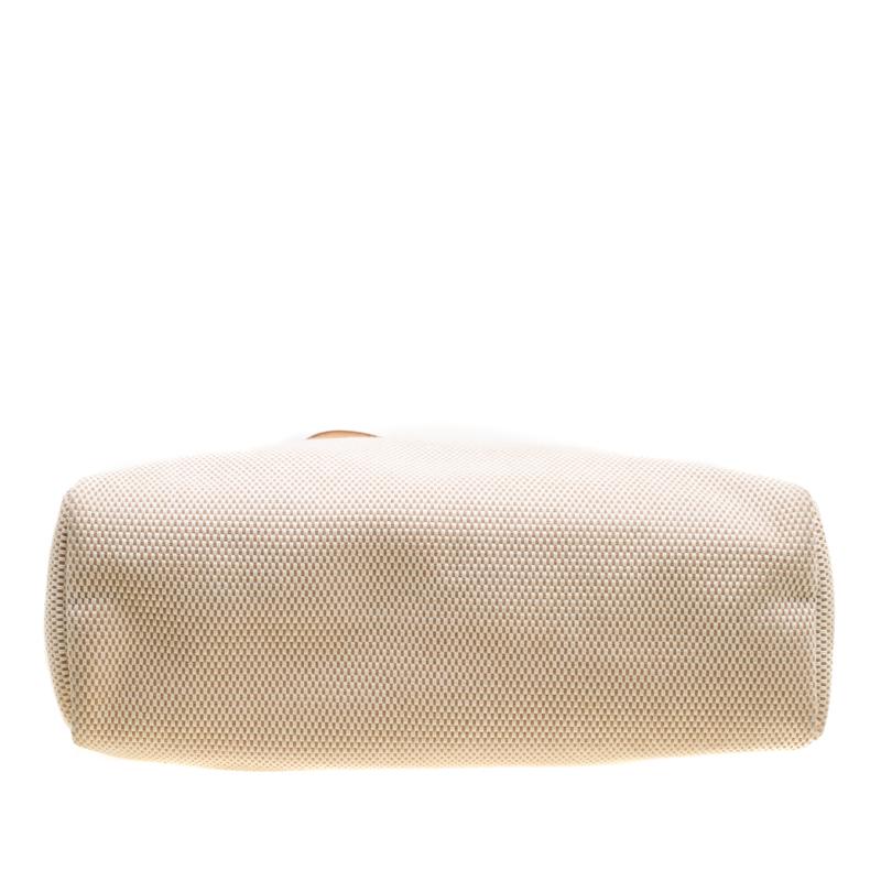 Hermes Dark Tan/Beige Leather and Canvas Herbag Zip 39 Bag 2
