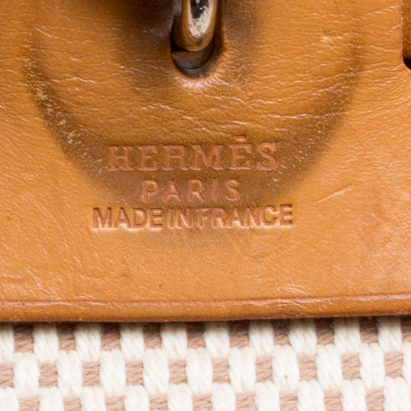 Hermes Dark Tan/Beige Leather and Canvas Herbag Zip 39 Bag 4
