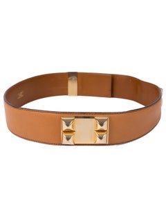 Hermés dark tan "Collier de Chien" leather belt