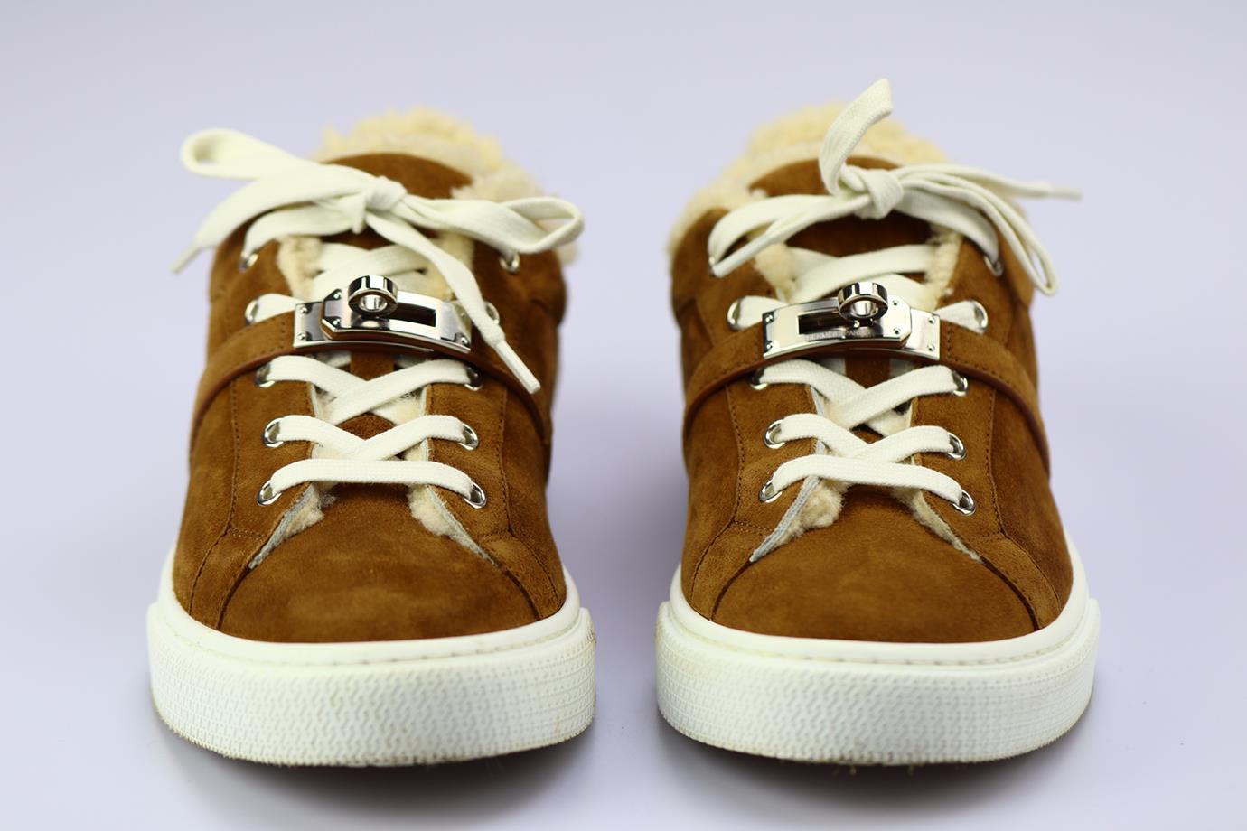 Hermès Day Shearling Lines Suede Sneakers Eu 38.5 Uk 5.5 Us 8.5 In Excellent Condition In London, GB