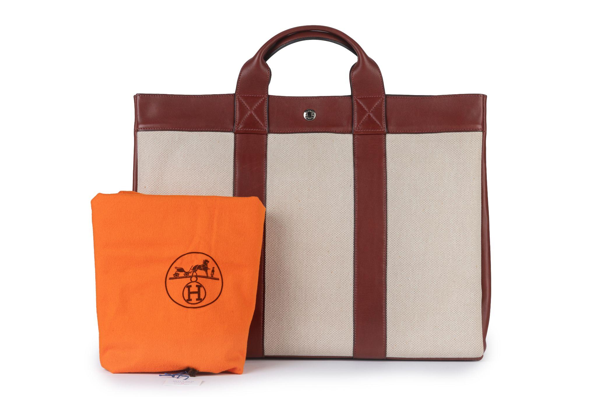 Tote Hermès Deauville rosso e avorio MM in vendita 8