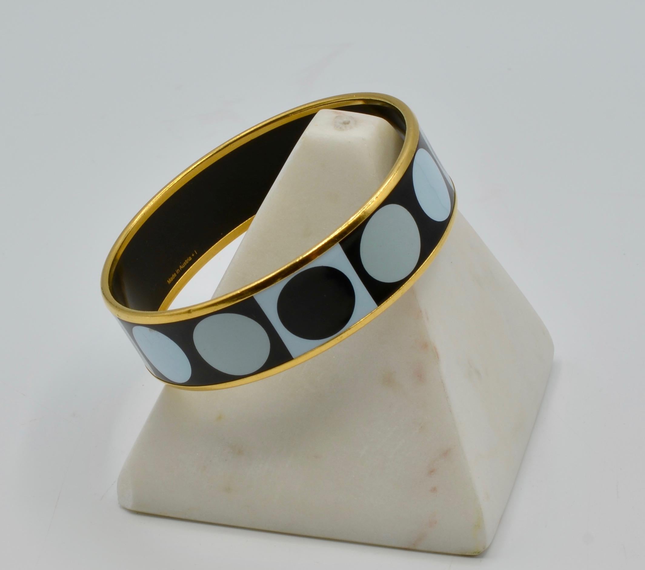 Hermes Deco Dot Enamel and Gold Plated Bangle Bracelet 2