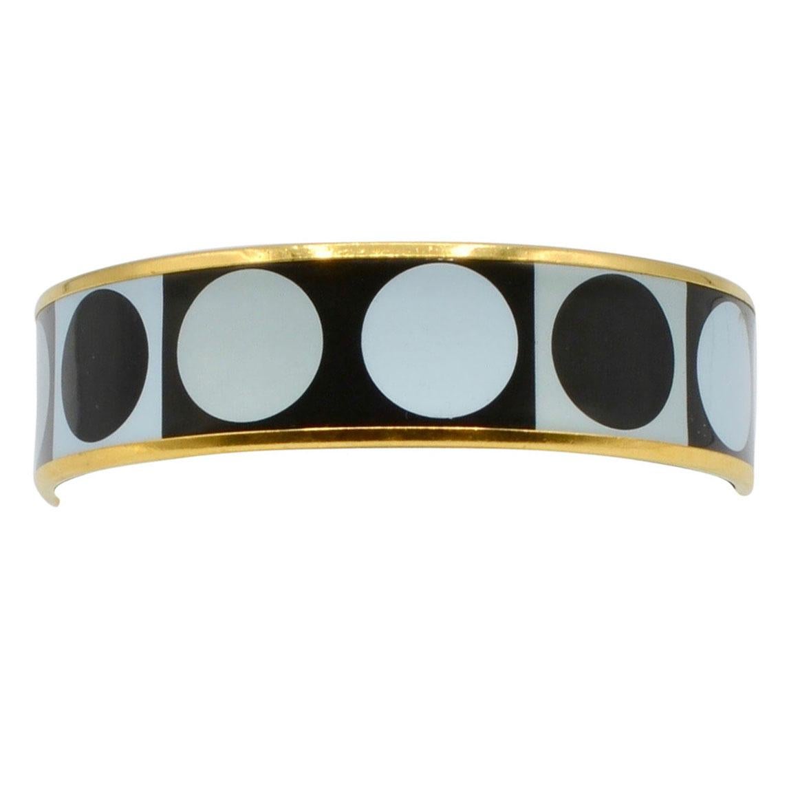 Hermes Deco Dot Enamel and Gold Plated Bangle Bracelet